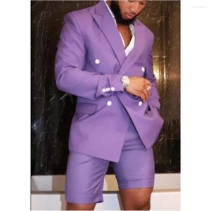 Costumes pour hommes hommes 2 pièces manteau violet avec costume de pantalon court costume de bal