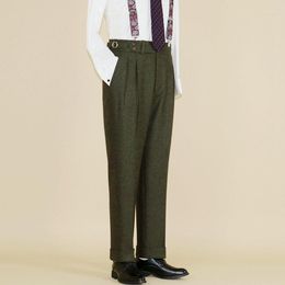 Costumes pour hommes 2022 automne hiver mode pantalon en tissu de laine costume d'affaires décontracté couleur unie pantalon de laine de bureau A428