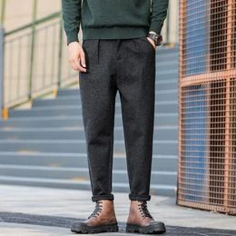 Herenpakken Mannen 2023 Herfst Winter Mode Zakelijke Wollen Jurk Broek Mannelijke Casual Dikke Warme Pak Kantoor Sociale broek H372