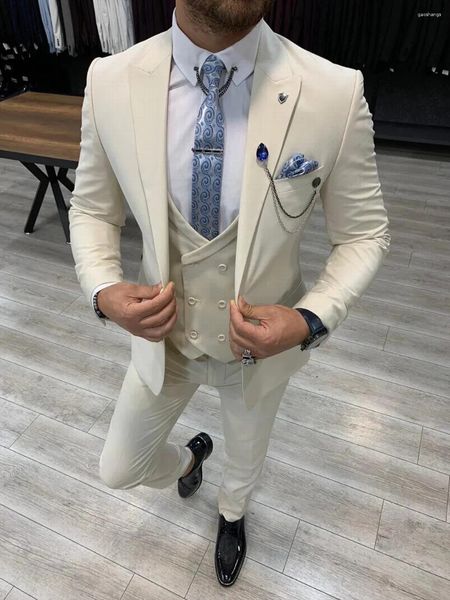 Trajes de hombre Conjunto de 3 piezas para hombre, esmoquin para novio, padrino de boda, traje de negocios, vestido de fiesta de boda, ocasiones especiales, chaqueta, pantalones, chaleco