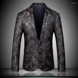 Herenpakken Heren Blazer Smart Grijs Casual Afdrukken 2023 Geweldige Designer Mannen Jasje Toneelkostuums Voor Zangers Heren 8811