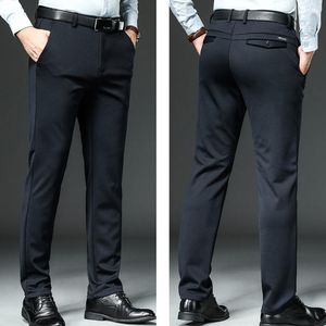 Herenpakken heren zakelijk casual broek Koreaanse stijl slanke fit stretch formele broek voor herenjurk dik pak zwarte marineblauw