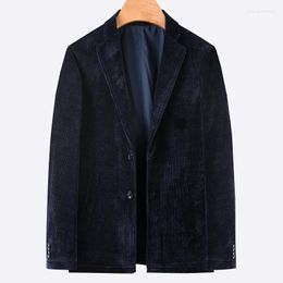 Herenkostuum Heren corduroy blazer Voor Lente 2022 Zakelijk Vrijetijdsjack Effen Zwart XL 6XL 7XL