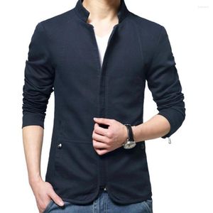 Trajes de hombre Chaqueta de hombre Blazers Cuello alto Bolsillos con cremallera Chaqueta delgada delgada Abrigo casual Otoño