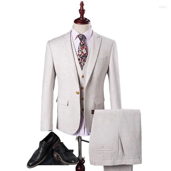 Suits para hombres Men's Slim Fit 3 Pieces Traje de un solo botón One Botón Negocio Casual Wedding Prom Jacket de chaqueta de color rosa claro