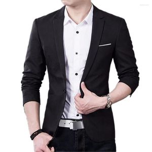 Trajes para hombres Slim Fit Formal Blazer Coat Jacket Tops Button One Fashion Men Suit Business Office Black Blue Plus Size