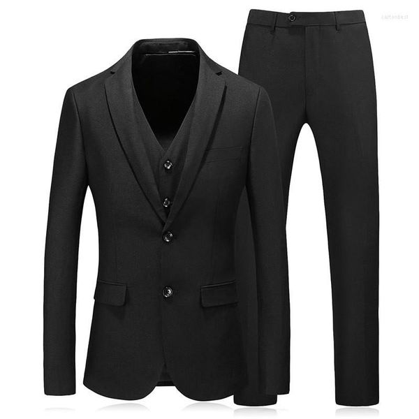 Trajes para hombres Traje para hombres Conjunto de 3 piezas (chaqueta, pantalones, chaleco) Moda Slim Black Business Work Wedding Groom Dress