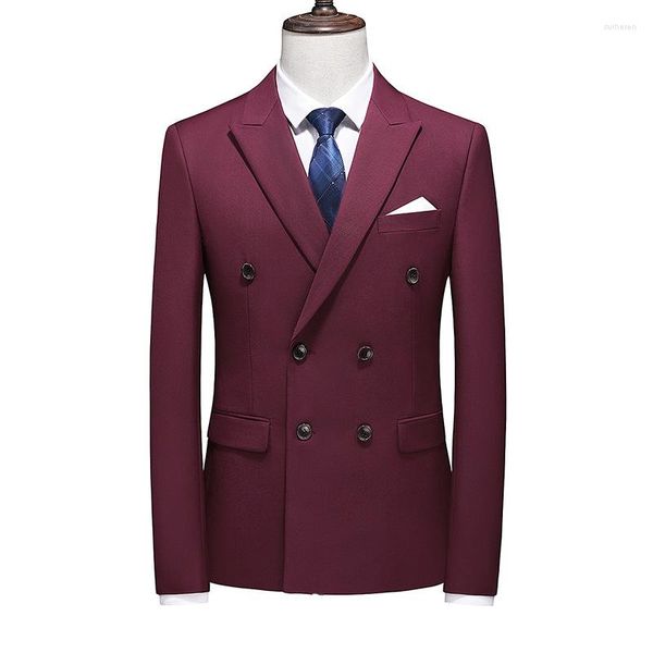 Trajes para hombres Traje para hombres Chaqueta Vestido de novia Formal Doble botonadura Ropa delgada de negocios simple