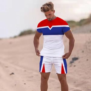 Costumes pour hommes survêtement d'été pour hommes 2 pièces T-Shirt ensemble short et haut tenue de sport homme costume de jogging vêtements de mode en plein air surdimensionné