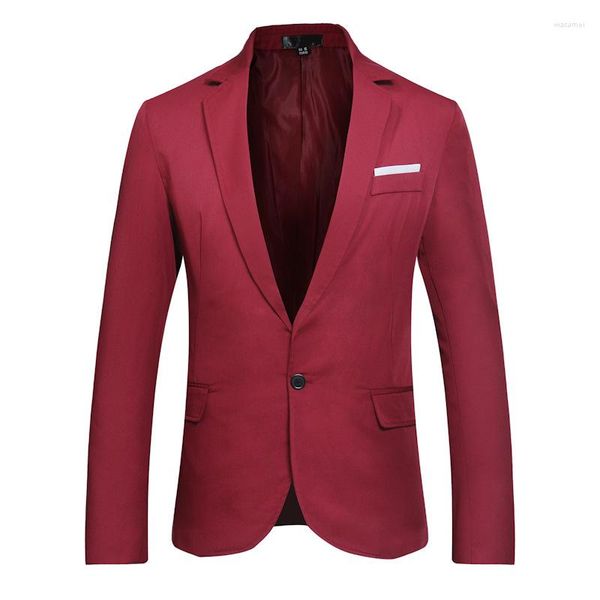 Trajes de hombre Vino rojo Un botón Traje Blazer 2023 Marca Slim Fit Business Grooming Mens Tuxedo Jacket Masculino