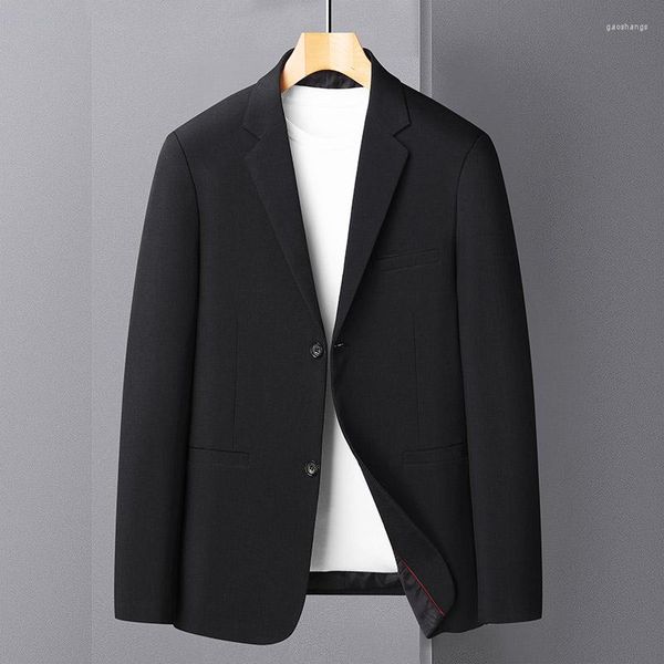 Costumes pour hommes hommes noir gris kaki costume manteau printemps automne couleur unie simple boutonnage col cranté conception Blazer tenues vêtements masculins 2023