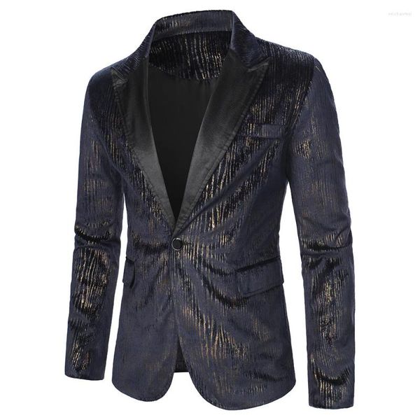 Costumes pour hommes hommes Blazer à manches longues brillant matériau tissu couleur unie col poitrine poche conception casual fête mode coupe ajustée