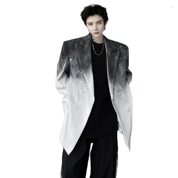 Costumes pour hommes, blazer dégradé de couleur, décontracté, mode coréenne, Splash Ink, vestes de costume, Design de Niche, automne 2024