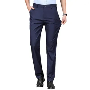 Costumes pour hommes Pantalon d'affaires pour hommes Jambe droite Couleur unie Taille moyenne Épaissi Pantalon long en peluche Style formel Poches Costume de bureau