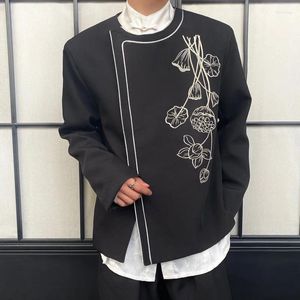 Herenpakken Mannen Chinese Stijl Borduren Kraag Vintage Losse Casual Jasje Blazers Vrouwen Streetwear Jas Bovenkleding Gothic Kleding