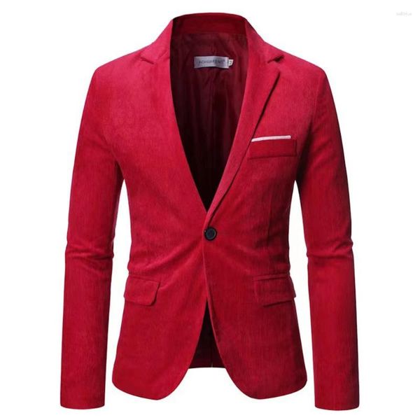 Trajes de hombre, chaqueta de traje de pana para hombre, chaqueta de cordón con solapa de muesca informal elegante, abrigo Retro Vintage para hombre, chaquetas de esmoquin de ocio, Blazers