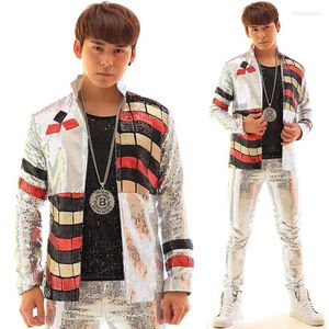 Costumes pour hommes Hommes Designs Multicolore Doodle Paillette Costumes de scène pour chanteurs Blazer Vêtements de danse Veste Star Style Robe Punk