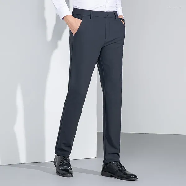 Trajes para Hombres Hombres Traje Elegante Pantalón Negro Azul Gris Pantalones Casuales De Negocios Nylon Spandex Tela Mezclada Cómodos Pantalones De Trabajo De Oficina Inteligentes