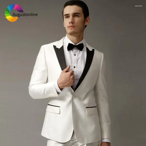 Costumes masculins Men pour le mariage blanc Peak Awed Svening Fête Blazer Blazer Costume Slim Fit Formal Tuxedo Tuxedo Terno Traje Hombre 2Pieces