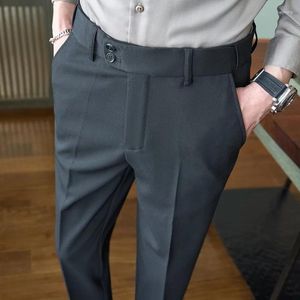 Costumes pour hommes hommes vêtements de cérémonie pantalon droit mâle solide robe de mariée pantalon de haute qualité Style britannique costume d'affaires décontracté