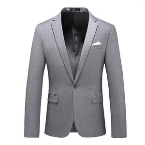 Herenpakken Men Gray Slim Fit Jacket Blazer Classic Business Casual Single Button Suit 2023 Brand Party Dinner Prom kostuum Homme Homme