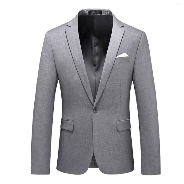 Trajes para hombre, chaqueta gris ajustada, Blazer, traje clásico informal de negocios con un solo botón, marca 2023, fiesta, cena, graduación, traje para hombre