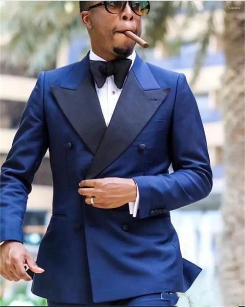 Costumes pour hommes Hommes Costume de style italien Deux pièces Marine Double boutonnage Celebrity Slim Fit Business Blazer Mariage Tuxedo Formel