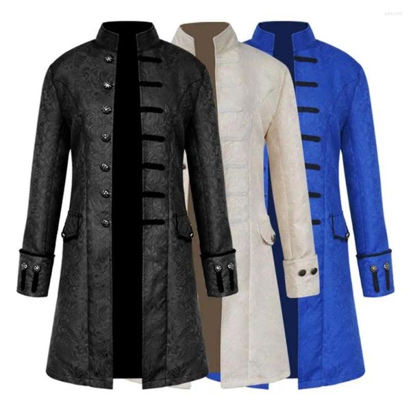 Costumes pour hommes Veste à manches longues Trench Coat Simple boutonnage Mi-long Outwear