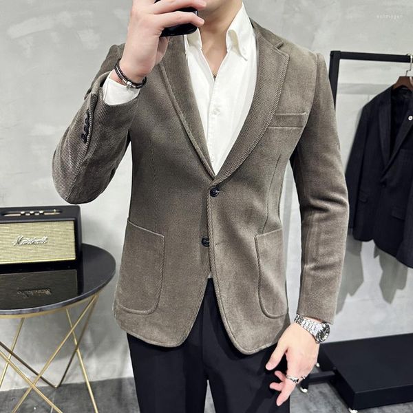 Costumes pour hommes Les hommes gardent au chaud en automne et en hiver vestes de costume décontractées épaisses/homme Slim Fit mode bureau d'affaires smoking/homme robe de couleur unie