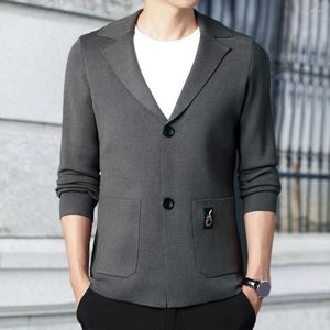 Herenpakken Heren Gebreide Blazer Effen Kleur Lange mouw Kraag Koreaanse stijl Dikke trui Mannelijke streetwear