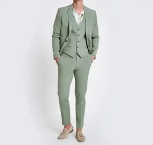 Costumes masculins hommes de smoking de mariage vert clair