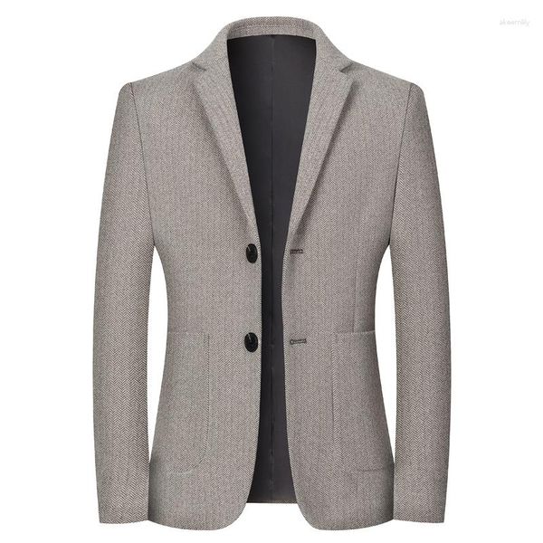 Costumes pour hommes hommes marine gris kaki cachemire Blazers automne hiver col cranté simple Breased classique costume veste mâle élégant tenues 2023