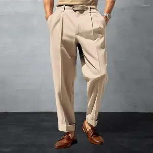 Costumes pour hommes Pantalons pour hommes Costume élégant Confortable Taille moyenne Tissu respirant à jambe large pour tenue de bureau d'affaires formelle renforcée