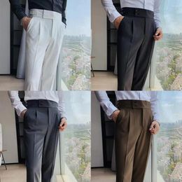 Trajes para Hombres Pantalones para Hombres Traje Vintage De Cintura Alta Estilo Formal De Negocios Slim Fit Pierna Recta Tela Suave Y Transpirable Pantalones De Oficina