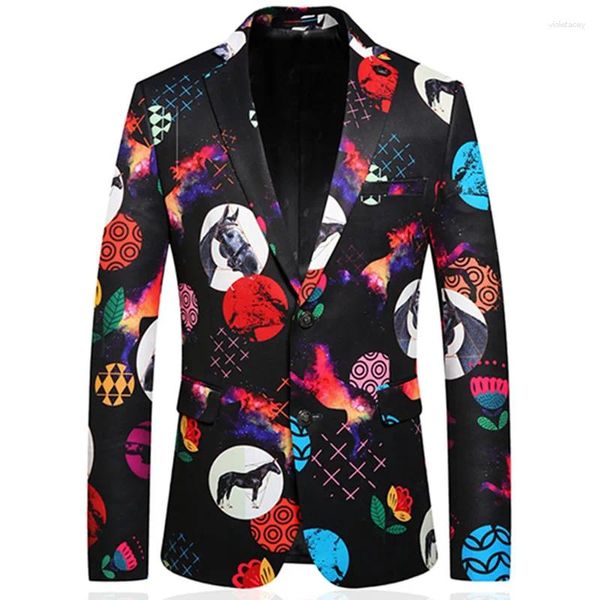 Costumes pour hommes motif de motif de sang de blazer manteau chinois style floral tour vers le collier mâle de scène masculin veste de fleur robe de bal