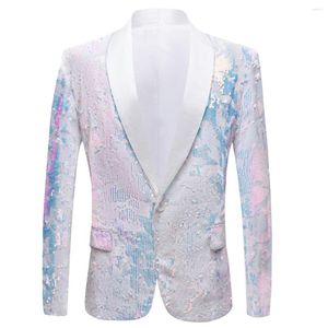 Herenpakken Heren Puur wit fluweel Fantasiekleur Pailletten Blazers Nachtclub Zangers Bruiloft Bruidegom Schoolfeest Smoking Slim Fit Jasje Blazer