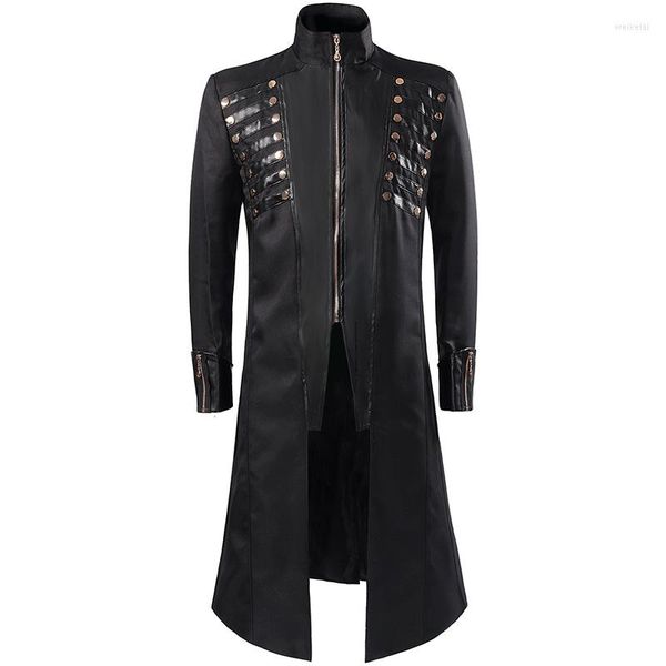 Hommes Costumes Hommes Rétro Noir Steampunk Tailcoat Veste Médiévale Gothique Victorien Redingote Uniforme Fête Cosplay Halloween Costume Homme