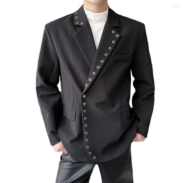 Costumes pour hommes Hommes Rivet Oeillet Décoration Niche Streetwear Mode Lâche Casual Punk Costume Manteau Blazers Femmes Mâle Scène Vêtements Blazer Veste