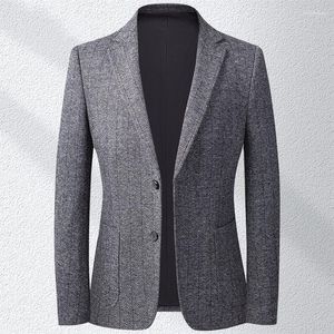 Mannen Pakken 2023 Herfst Winter Gebreide Wollen Blazer Jas Slim Fit Uitloper Smart Casual Hoge Kwaliteit Jonge Mannen pak