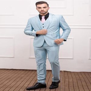 Costumes pour hommes 2023 dernier revers cranté hommes bleu ciel vente sur mesure un bouton mode dîner Blazer 3 pièces maigre