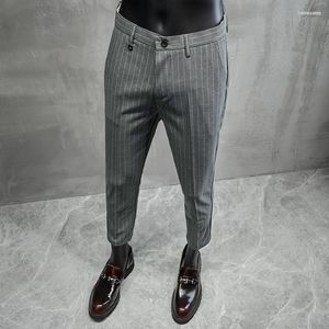 Costumes masculins 2023 Pantalons décontractés de printemps d'été Hommes Couleur solide Slim Business Forme Robe Forme Pantal