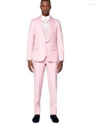 Costumes pour hommes 2023 Top vente rose hommes ensembles pour mariage 2 pièces (veste pantalon cravate) décontracté élégant bal blazer pantalon dîner fête