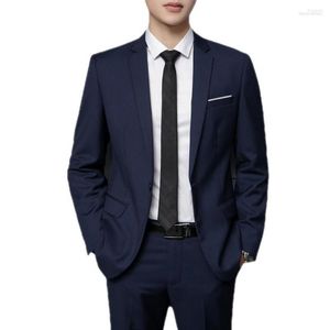 Trajes para hombres Hombres 2 Unids / set Estilo coreano elegante Traje de novio formal Conjunto Hombres Lavable Cálido