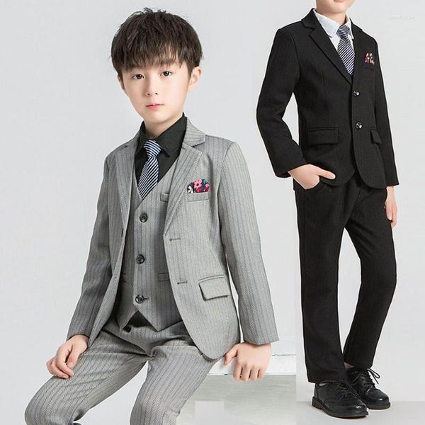 Costumes pour hommes Blazers pour hommes 2022 Est gris rayures garçon costume 3 pièces ensemble Slim Fit enfant bal mariage Blazer enfant smoking pour veste pantalon