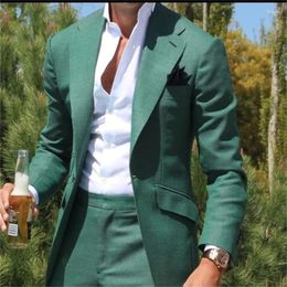 Costumes pour hommes Blazers pour hommes 2023 de haute qualité vert personnalisé classique mince costume de revers cranté mariage marié smoking homme mode 2 pièces