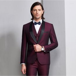 Herenpakken heren blazers bordeaux heren klassiek formeel pak 3 stuks slanke fit bruiloft smoking op maat gemaakte zakelijke ternos jas