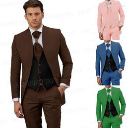 Trajes para hombres Blazers para hombres Est Traje marrón Conjunto de frac para hombres Slim Fit Prom Boda Novio Ropa matrimonial Cena formal Blazer Chaleco