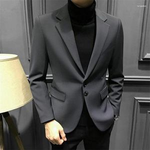 Herenpakken Heren Blazers Voor Mannen Koreaanse Slanke Casual Zakelijke Jas Trajes De Hombre Lente Herfst Kleding Single-Breasted Zwart pak