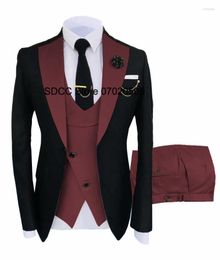 Abiti da uomo Blazer da uomo Blazer da uomo Colletto con bavero Slim Fit Abiti da 3 pezzi Testimoni dello sposo da sposa Elegante giacca da smoking Gilet