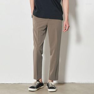 Trajes para hombres Pantalones casuales para hombres Clásico Color sólido Verano Fino Negocios Moda Algodón elástico Pantalones delgados hasta el tobillo